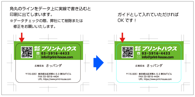 角丸のラインは実線で書き込まないでください